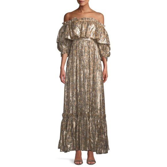 LoveShackFancy Tara Off-Shoulder Dress Womens Size M Wedding Guest Formal Party - Picture 1 of 12